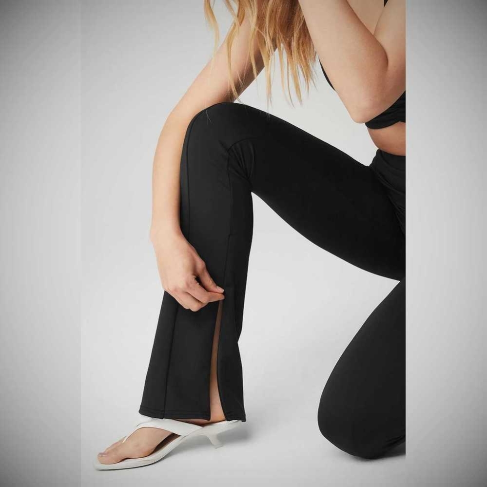 Leggins Alo Yoga High-Cintura Zip It Flare Mujer Negros | MX-39OSWF