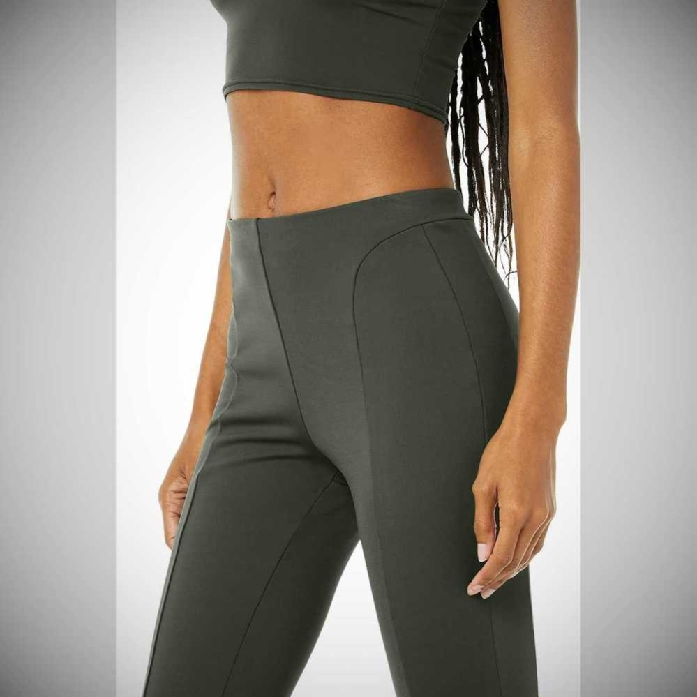 Leggins Alo Yoga High-Cintura Zip It Flare Mujer Verdes Oscuro | MX-67KUFW