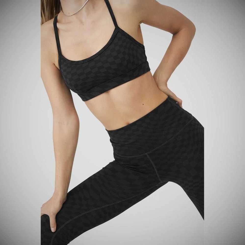 Leggins Alo Yoga Jacquard High-Cintura Checkered Mujer Negros Grises | MX-47QCMX