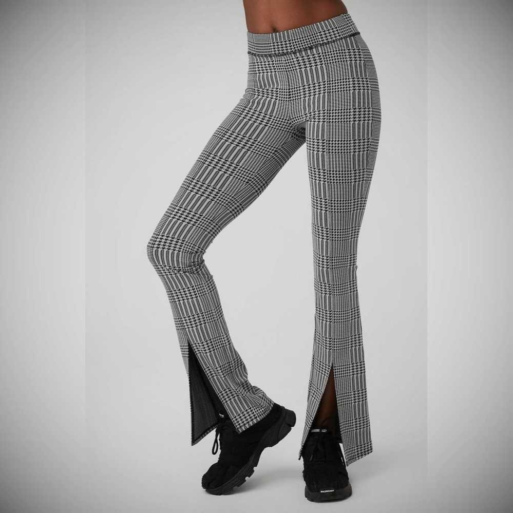 Leggins Alo Yoga Jacquard High-Cintura Glenplaid Flutter Mujer Titanium Negros | MX-15EQOL