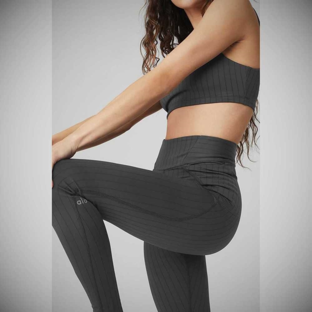 Leggins Alo Yoga Pinstripe Jacquard Extreme High-Cintura Mujer Grises Negros | MX-76VCQN