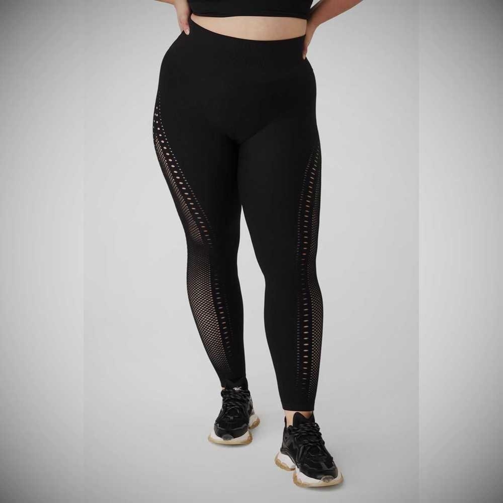 Leggins Alo Yoga Seamless High-Cintura 7/8 Open Air Mujer Negros | MX-31GRXL