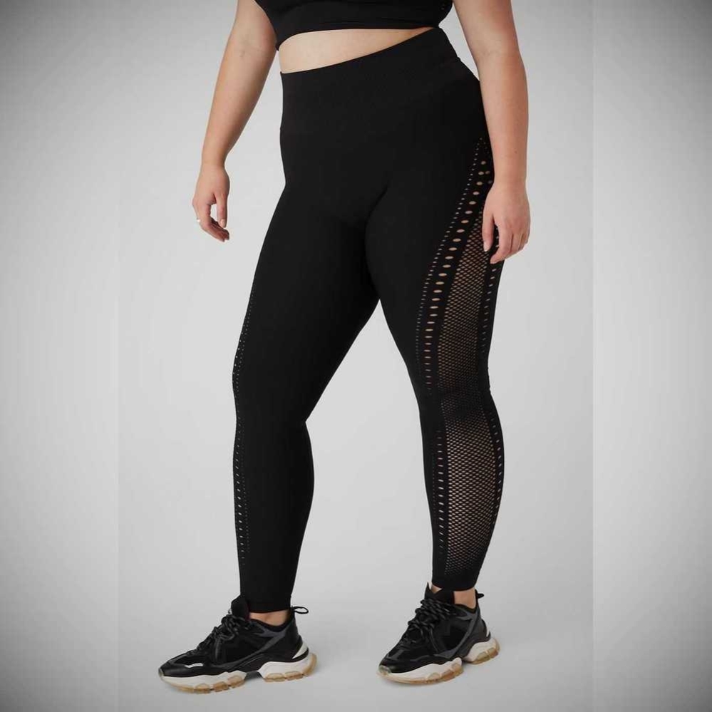 Leggins Alo Yoga Seamless High-Cintura 7/8 Open Air Mujer Negros | MX-31GRXL