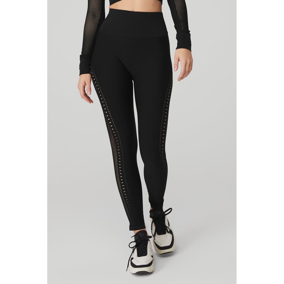 Leggins Alo Yoga Seamless High-Cintura 7/8 Open Air Mujer Negros | MX-31GRXL