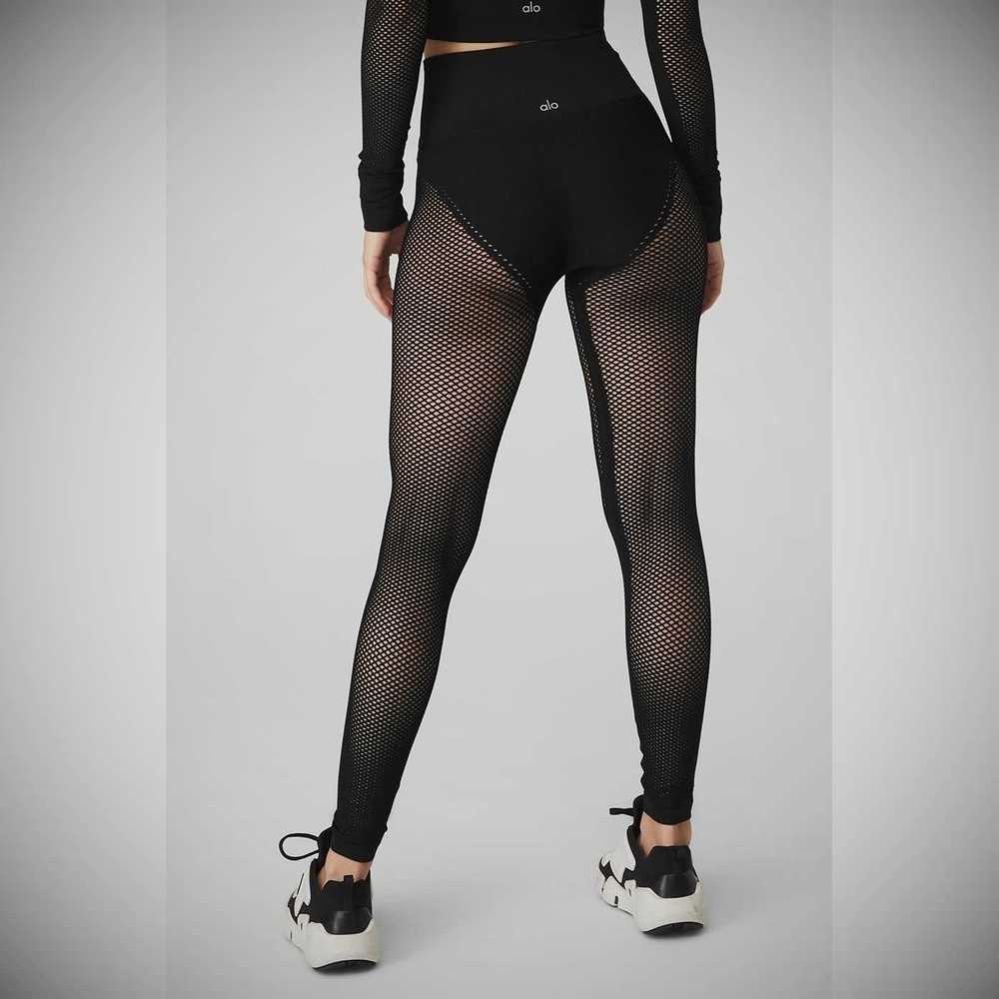 Leggins Alo Yoga Seamless High-Cintura 7/8 Limitless Open Air Mujer Negros | MX-91HMUY