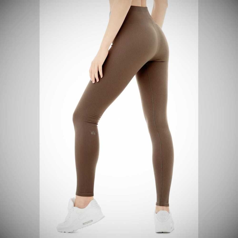 Leggins Alo Yoga Seamless High-Cintura Acanalado Mujer Cafes | MX-35RNGM