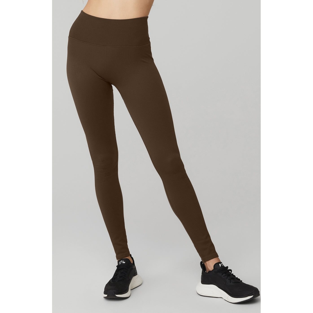 Leggins Alo Yoga Seamless High-Cintura Acanalado Mujer Cafes | MX-36MNBD