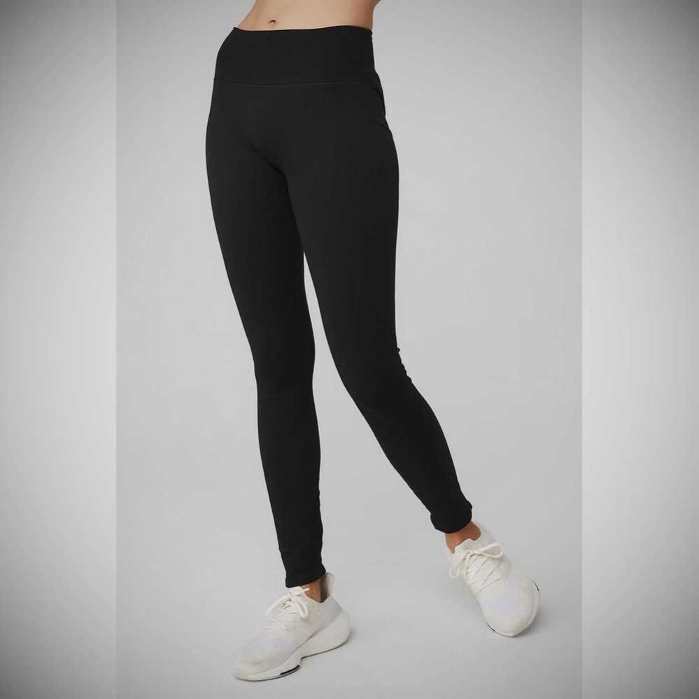 Leggins Alo Yoga Seamless High-Cintura Acanalado Mujer Negros | MX-75RCEK