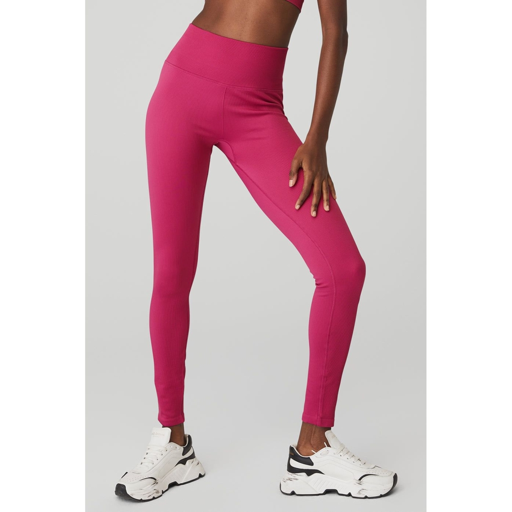 Leggins Alo Yoga Seamless High-Cintura Acanalado Mujer Claret | MX-78OCGR