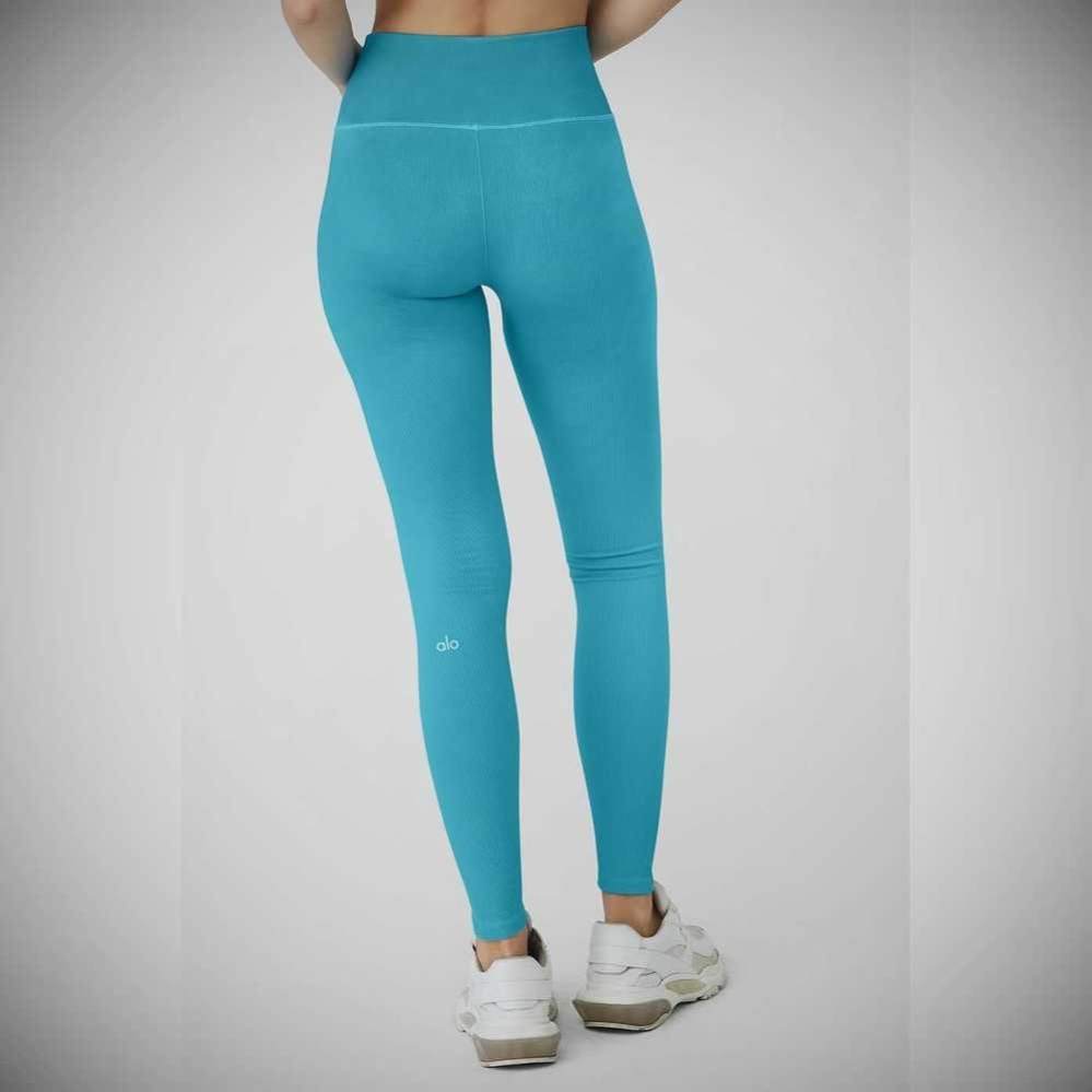 Leggins Alo Yoga Seamless High-Cintura Acanalado Mujer Azules | MX-81EBWQ