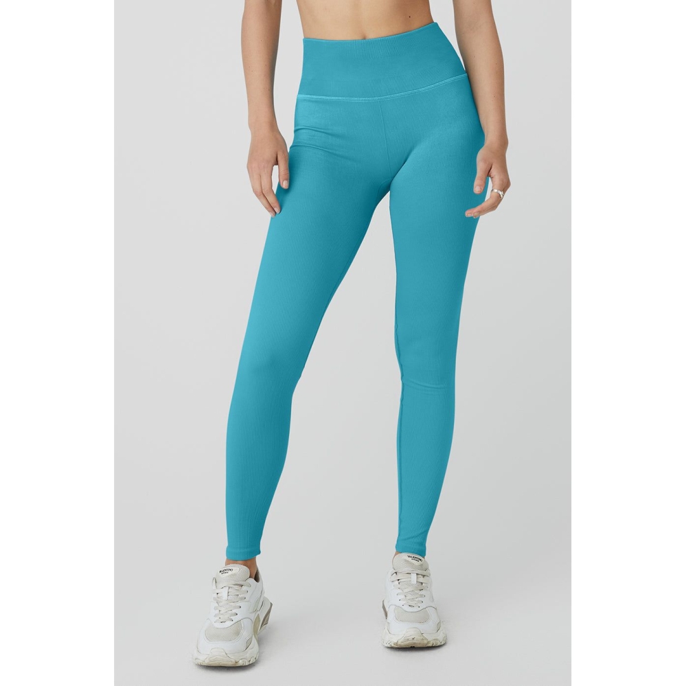 Leggins Alo Yoga Seamless High-Cintura Acanalado Mujer Azules | MX-81EBWQ