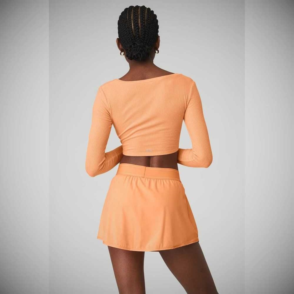 Long Sleeve Alo Yoga Acanalado Cinch Cropped Mujer Naranjas | MX-71IMOD