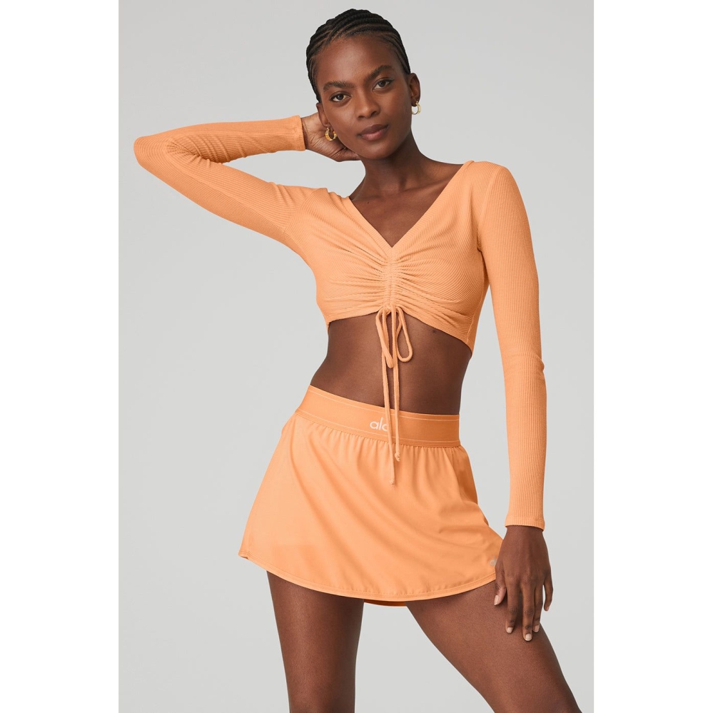 Long Sleeve Alo Yoga Acanalado Cinch Cropped Mujer Naranjas | MX-71IMOD