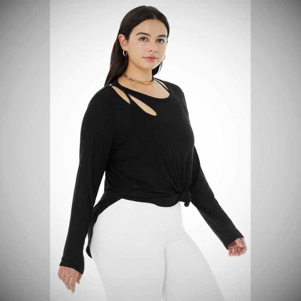 Long Sleeve Alo Yoga Acanalado Peak Mujer Negros | MX-06UAZN