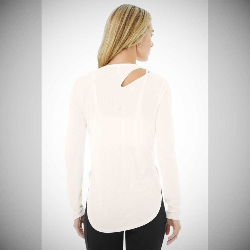 Long Sleeve Alo Yoga Acanalado Peak Mujer Blancos | MX-56SFBI