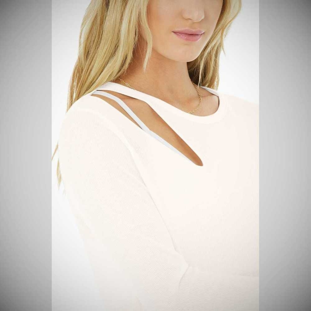 Long Sleeve Alo Yoga Acanalado Peak Mujer Blancos | MX-56SFBI