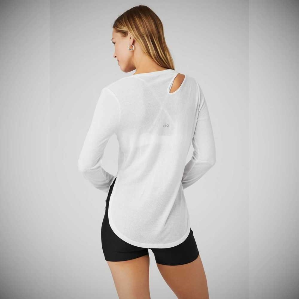 Long Sleeve Alo Yoga Acanalado Peak Mujer Blancos | MX-76UYOL