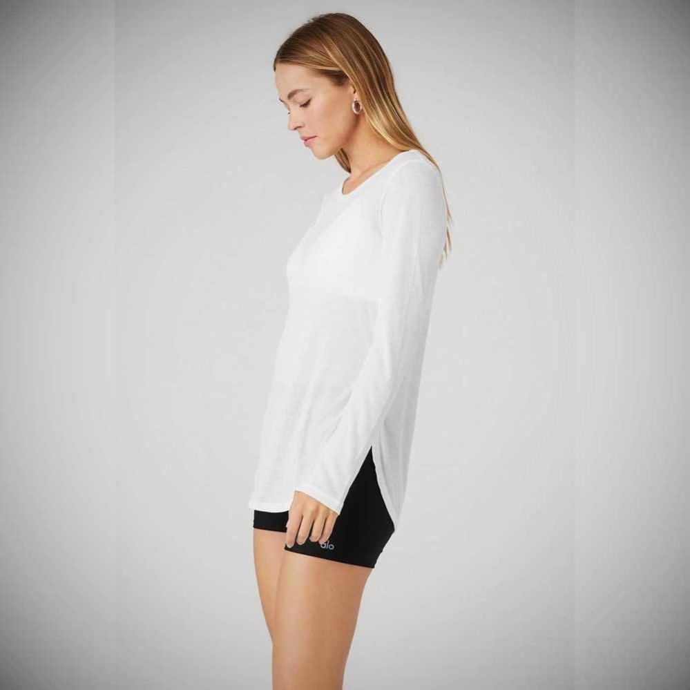 Long Sleeve Alo Yoga Acanalado Peak Mujer Blancos | MX-76UYOL