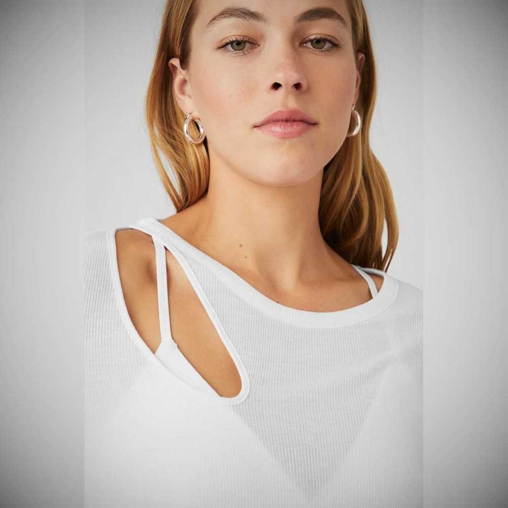 Long Sleeve Alo Yoga Acanalado Peak Mujer Blancos | MX-76UYOL