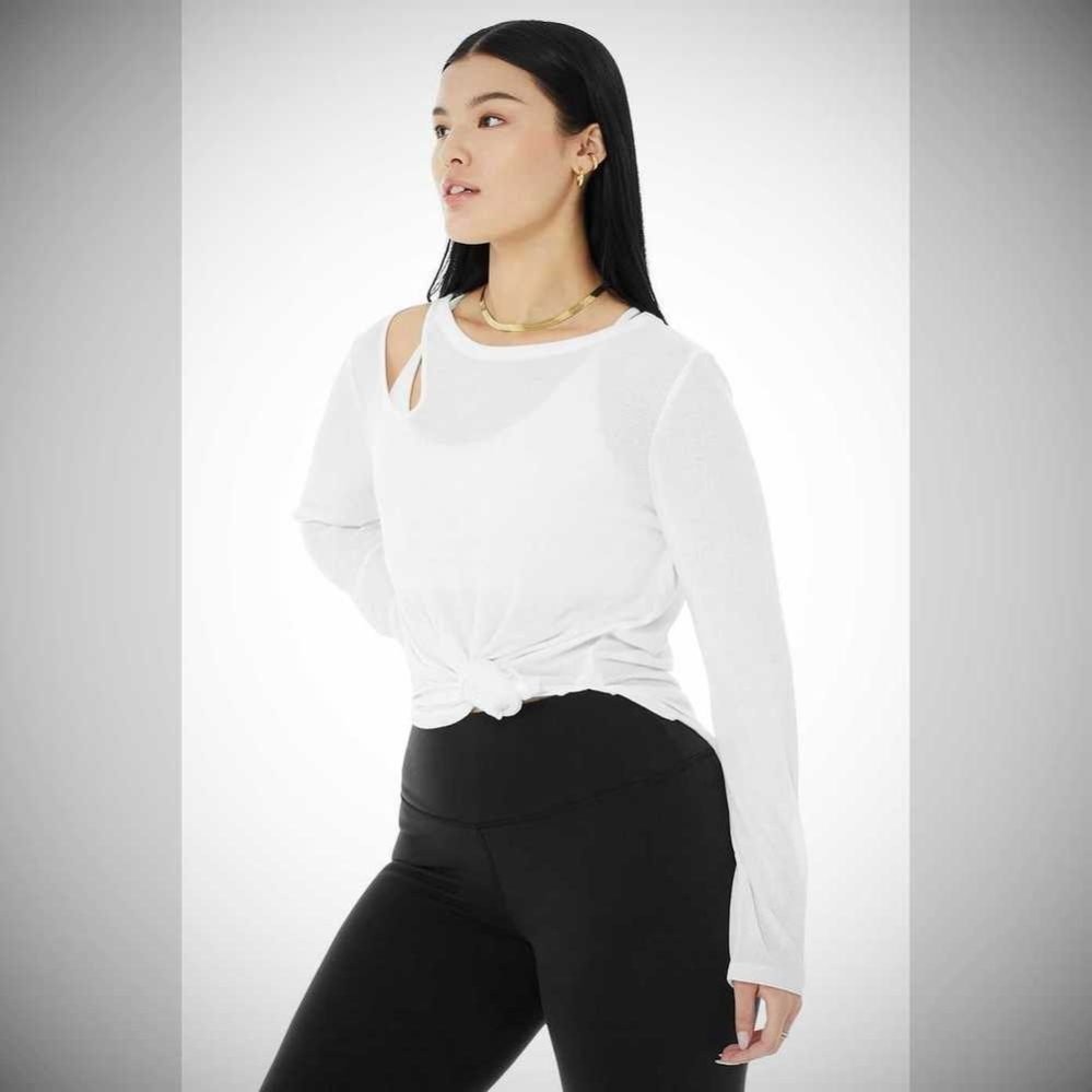 Long Sleeve Alo Yoga Acanalado Peak Mujer Blancos | MX-76UYOL