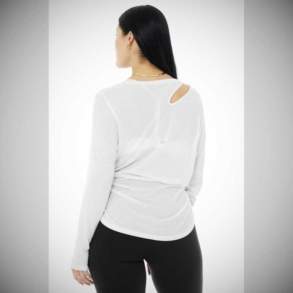 Long Sleeve Alo Yoga Acanalado Peak Mujer Blancos | MX-76UYOL