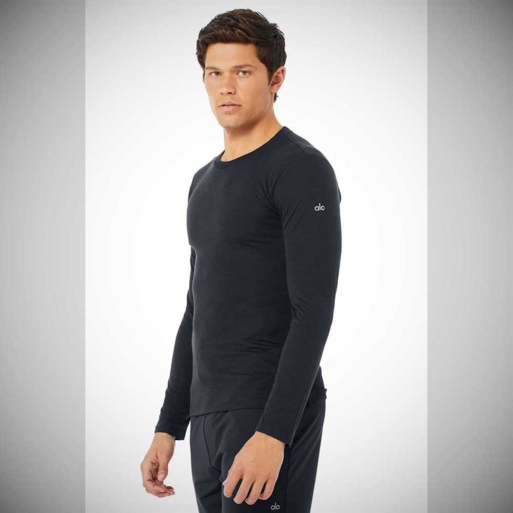 Long Sleeve Alo Yoga Airwave Hombre Azul Marino Oscuro | MX-05FJAM