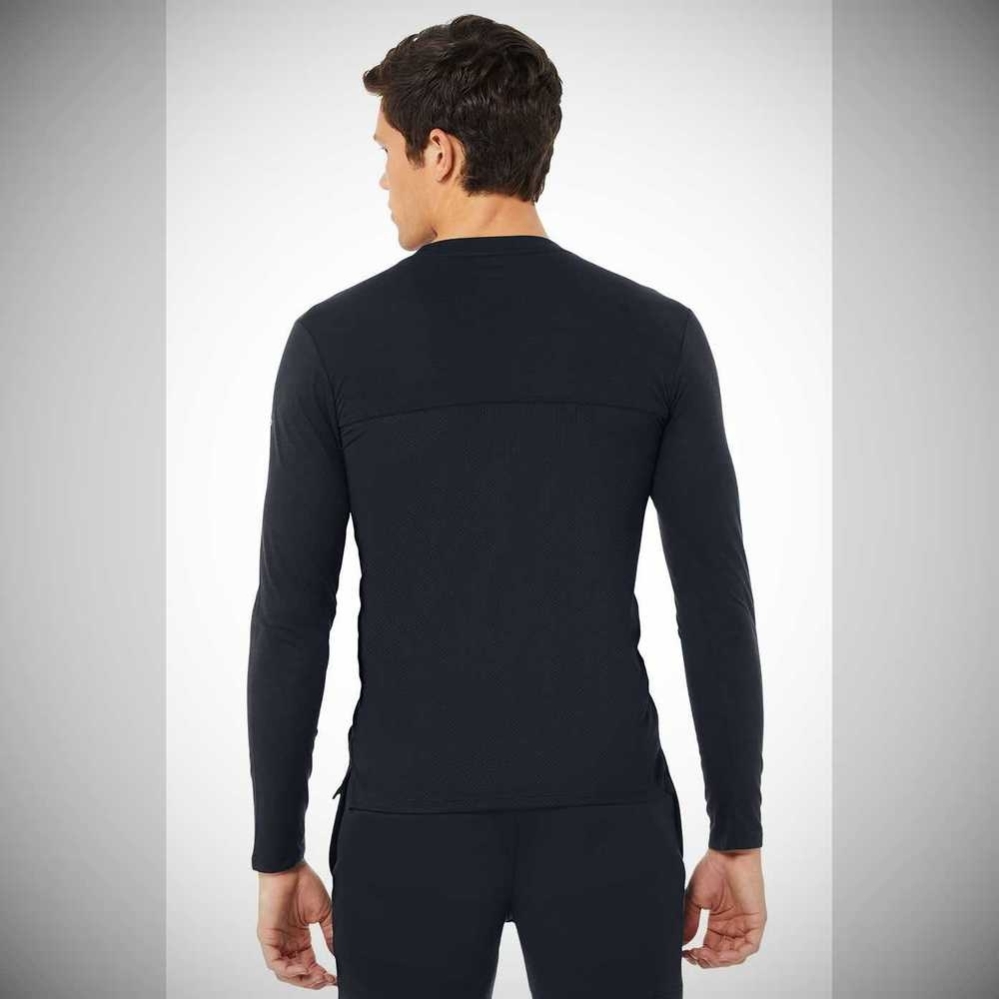 Long Sleeve Alo Yoga Airwave Hombre Azul Marino Oscuro | MX-05FJAM