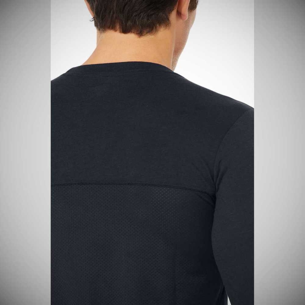 Long Sleeve Alo Yoga Airwave Hombre Azul Marino Oscuro | MX-05FJAM