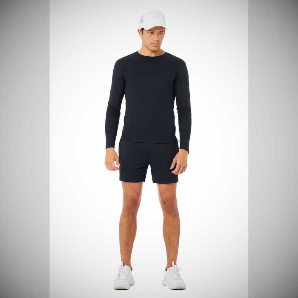 Long Sleeve Alo Yoga Airwave Hombre Azul Marino Oscuro | MX-05FJAM