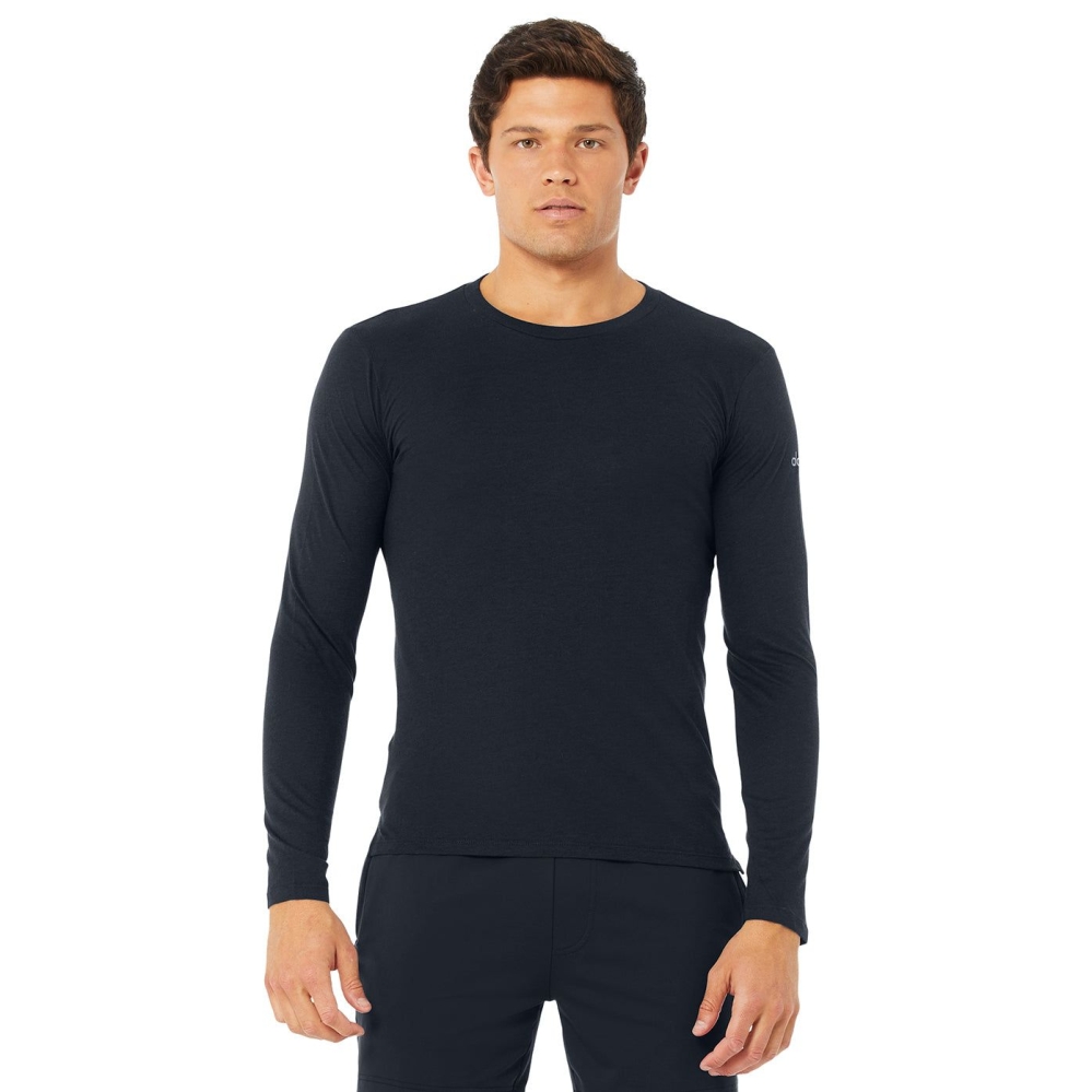 Long Sleeve Alo Yoga Airwave Hombre Azul Marino Oscuro | MX-05FJAM