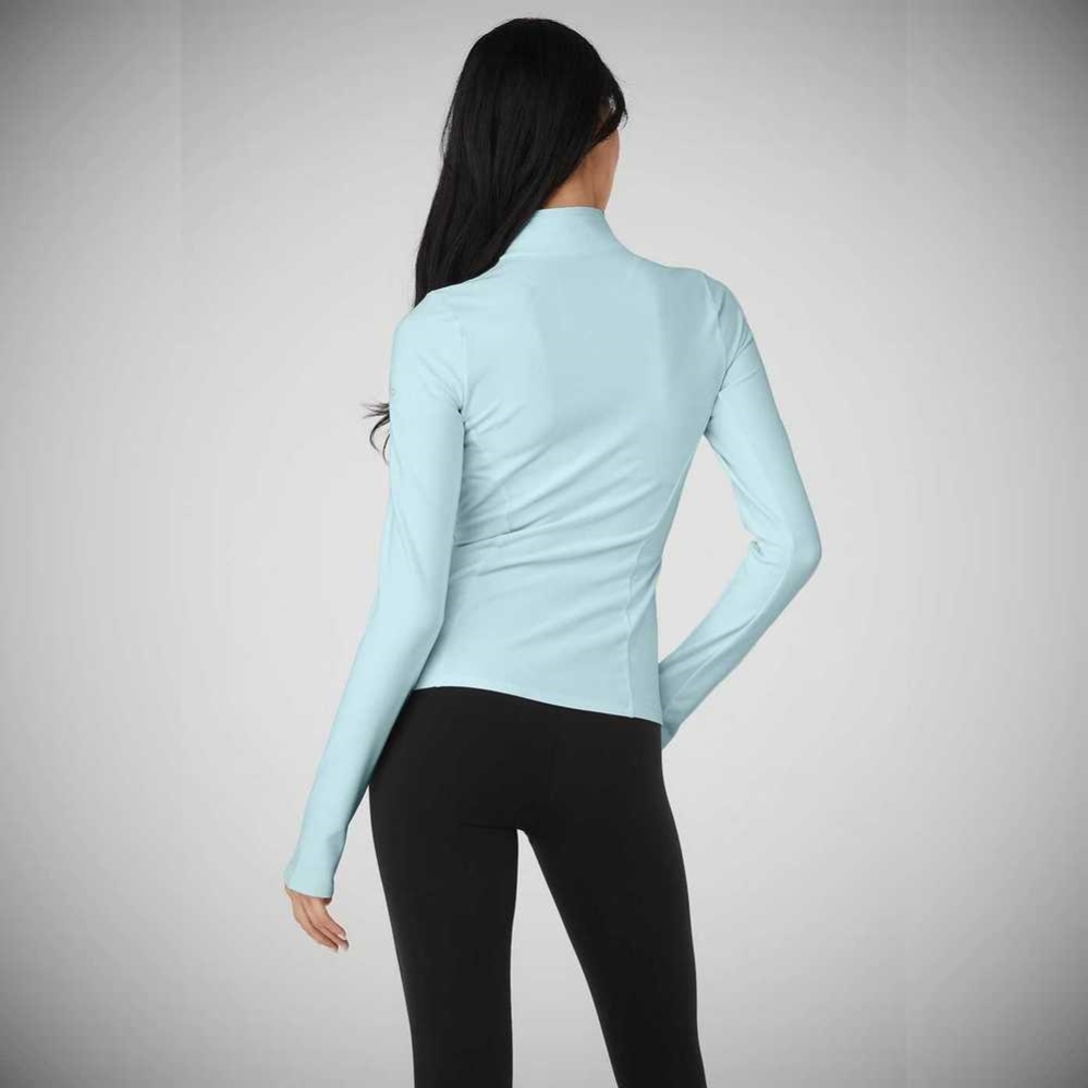 Long Sleeve Alo Yoga Alosoft 1/2 Zip Rapid Mujer Azules | MX-38OEVR