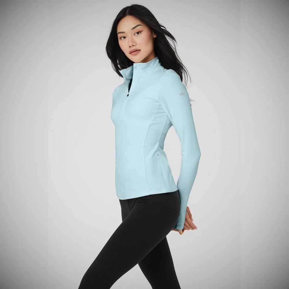 Long Sleeve Alo Yoga Alosoft 1/2 Zip Rapid Mujer Azules | MX-38OEVR