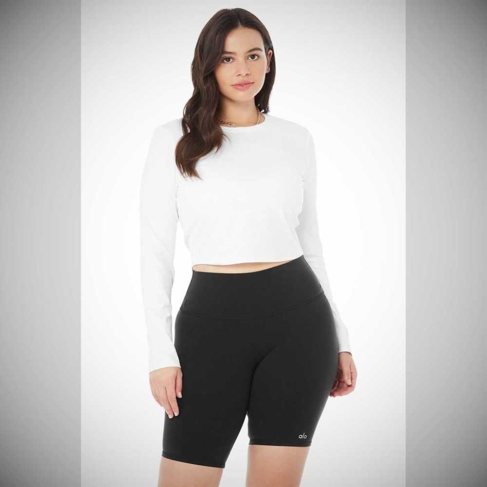 Long Sleeve Alo Yoga Alosoft Crop Finesse Mujer Blancos | MX-70CQKP