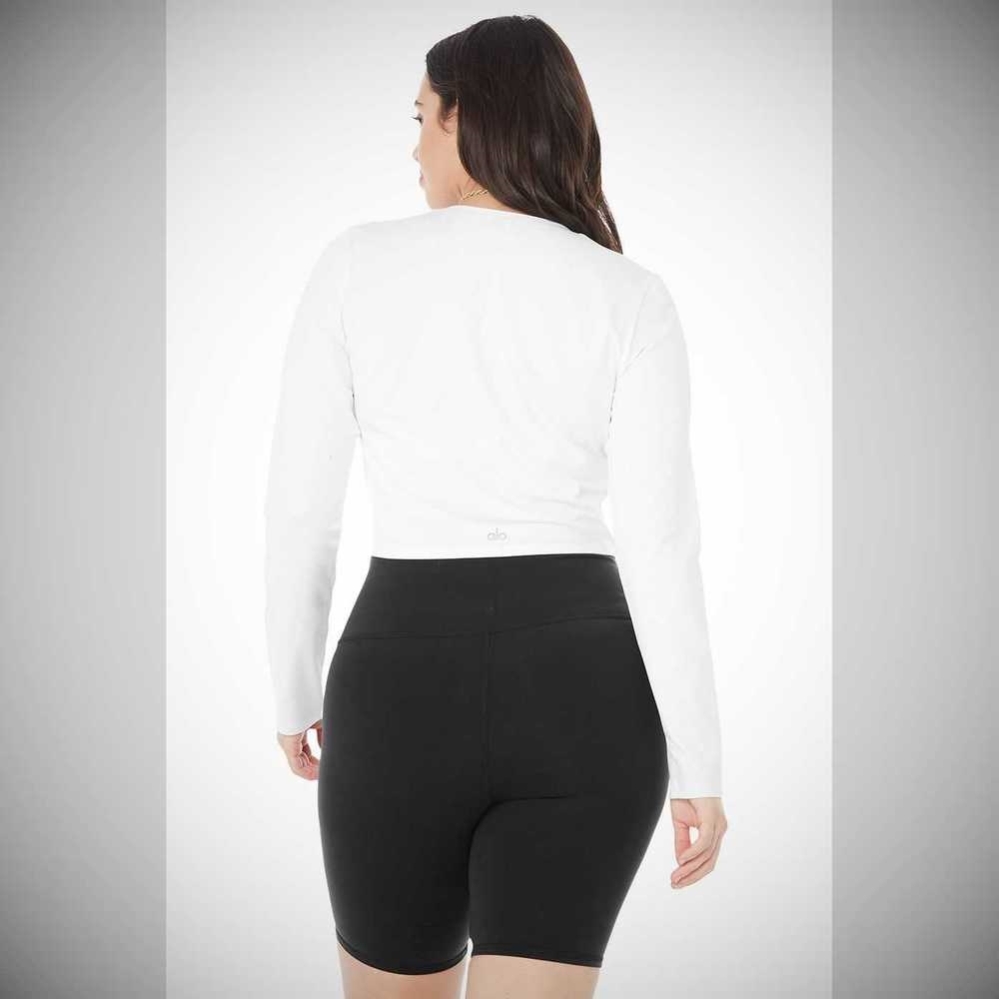 Long Sleeve Alo Yoga Alosoft Crop Finesse Mujer Blancos | MX-70CQKP