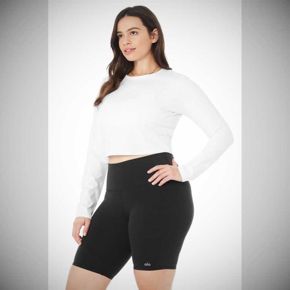 Long Sleeve Alo Yoga Alosoft Crop Finesse Mujer Blancos | MX-70CQKP