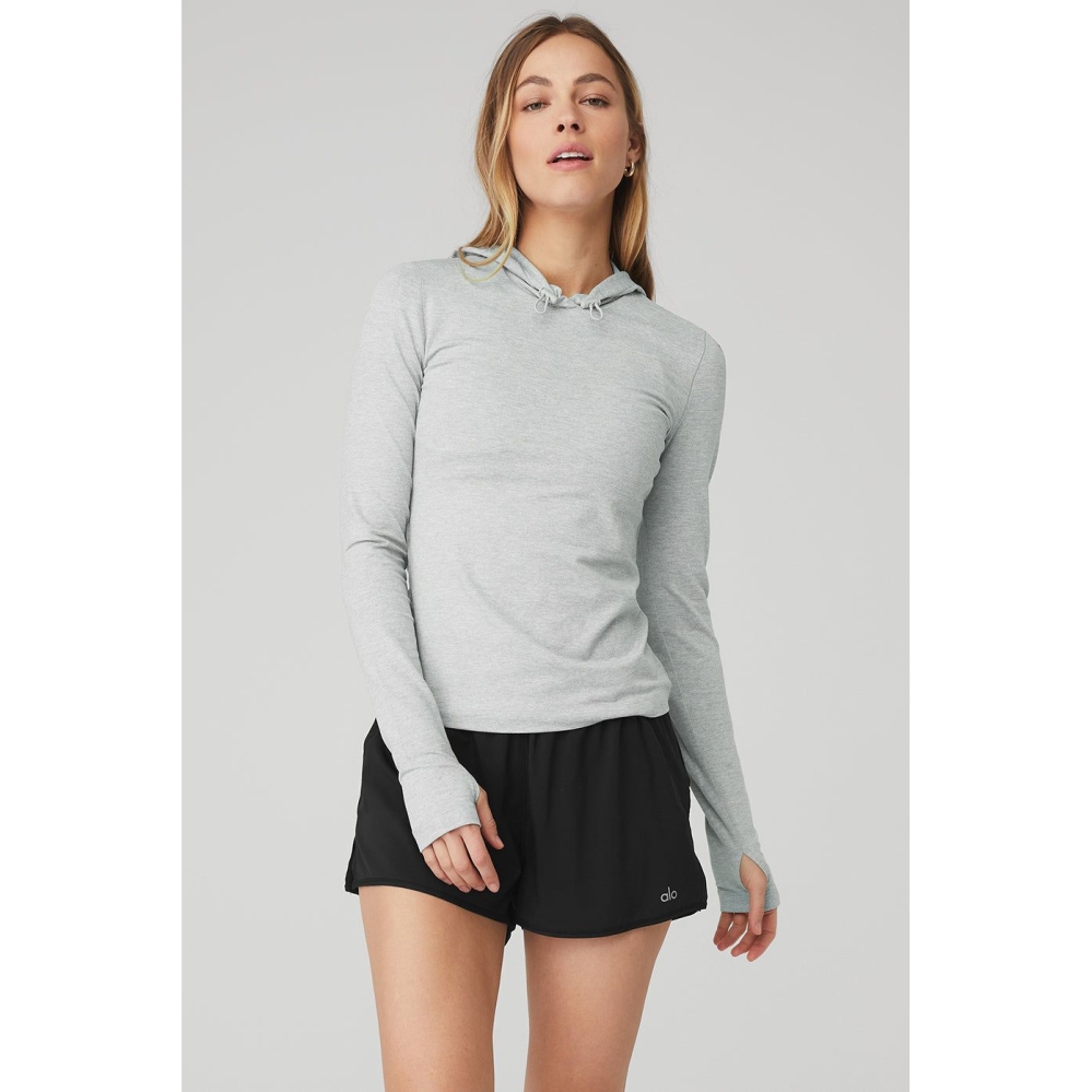 Long Sleeve Alo Yoga Alosoft Encapuchado Runner Mujer Grises | MX-63SNHO