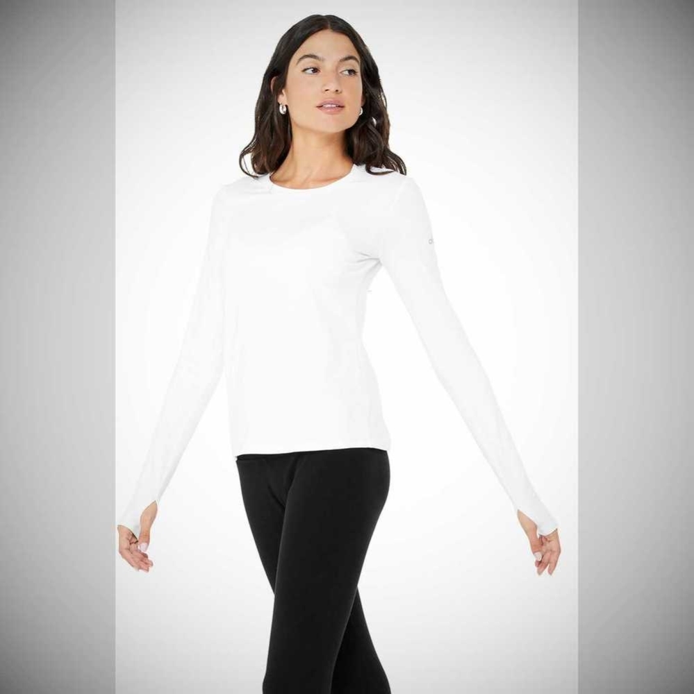 Long Sleeve Alo Yoga Alosoft Finesse Mujer Blancos | MX-64BUDH