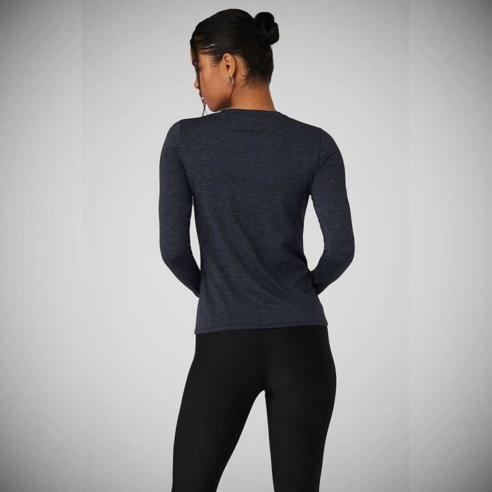 Long Sleeve Alo Yoga Alosoft Finesse Mujer Azul Marino | MX-75BUPW