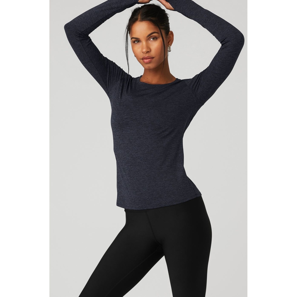 Long Sleeve Alo Yoga Alosoft Finesse Mujer Azul Marino | MX-75BUPW