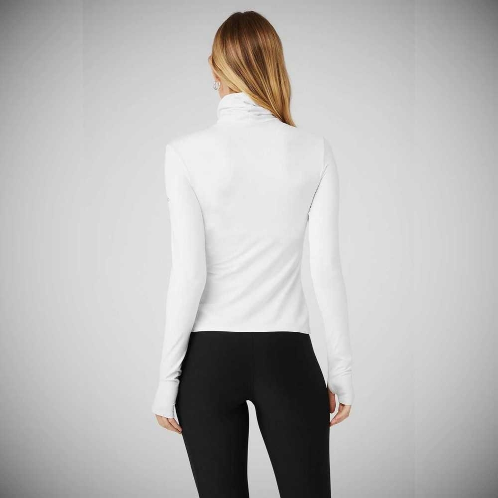 Long Sleeve Alo Yoga Alosoft Protection Turtleneck Mujer Blancos | MX-92PCWS