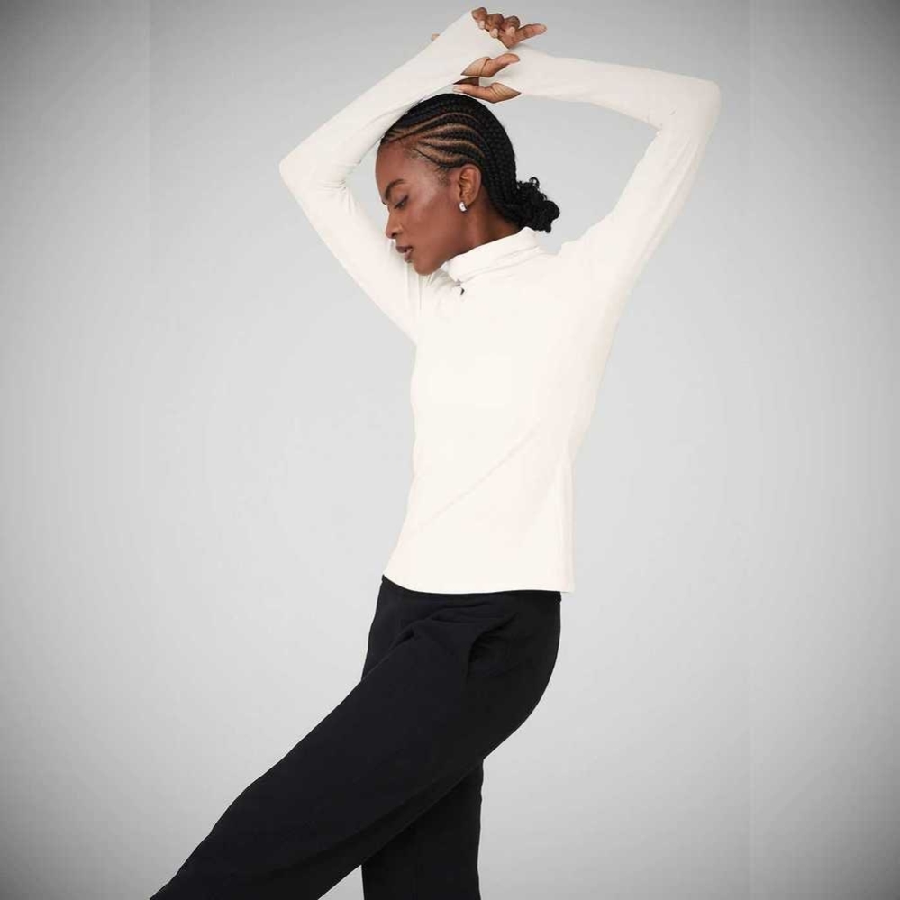 Long Sleeve Alo Yoga Alosoft Refine Turtleneck Mujer Blancos | MX-50WFXP