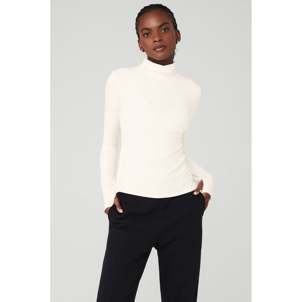 Long Sleeve Alo Yoga Alosoft Refine Turtleneck Mujer Blancos | MX-50WFXP