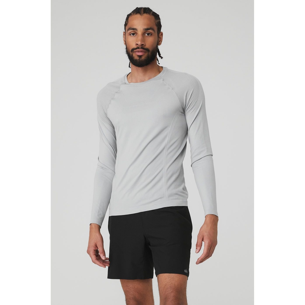 Long Sleeve Alo Yoga Amplify Seamless Hombre Grises | MX-85MQKT