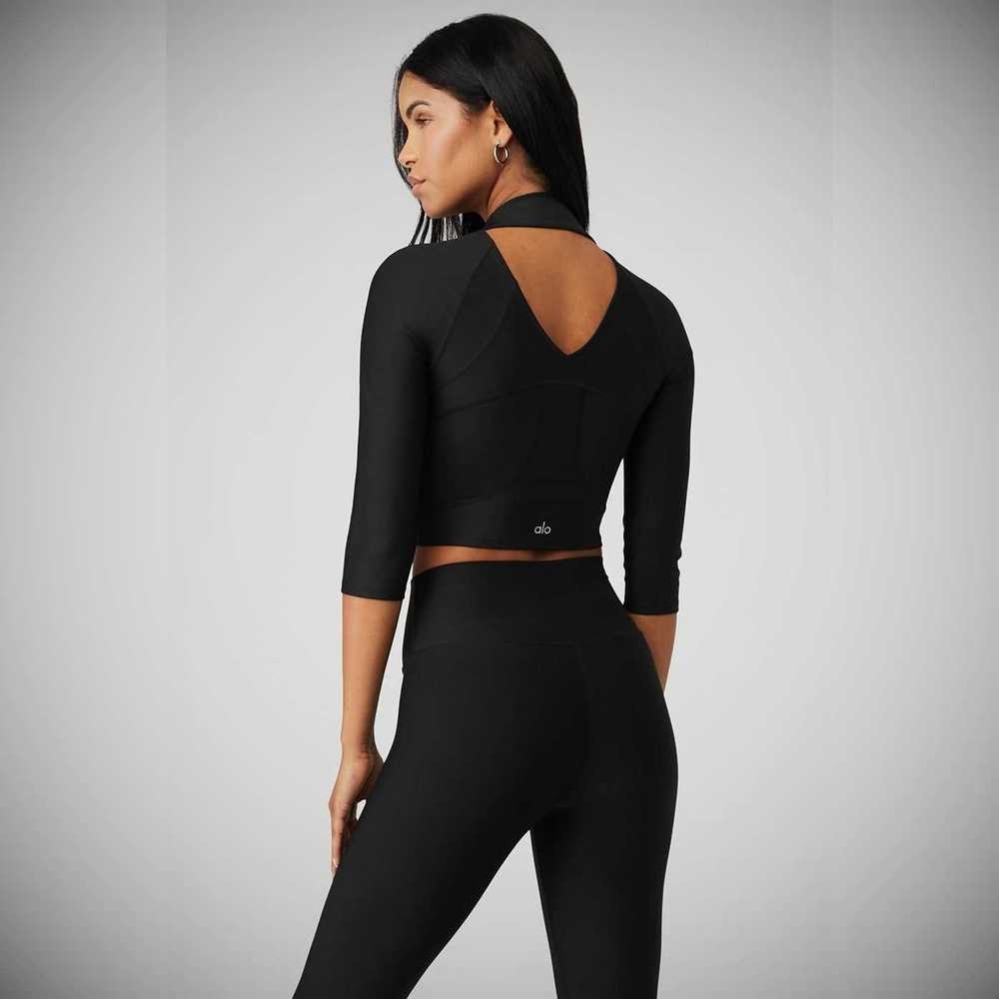 Long Sleeve Alo Yoga Archer Fitted Mujer Negros | MX-43LMBW