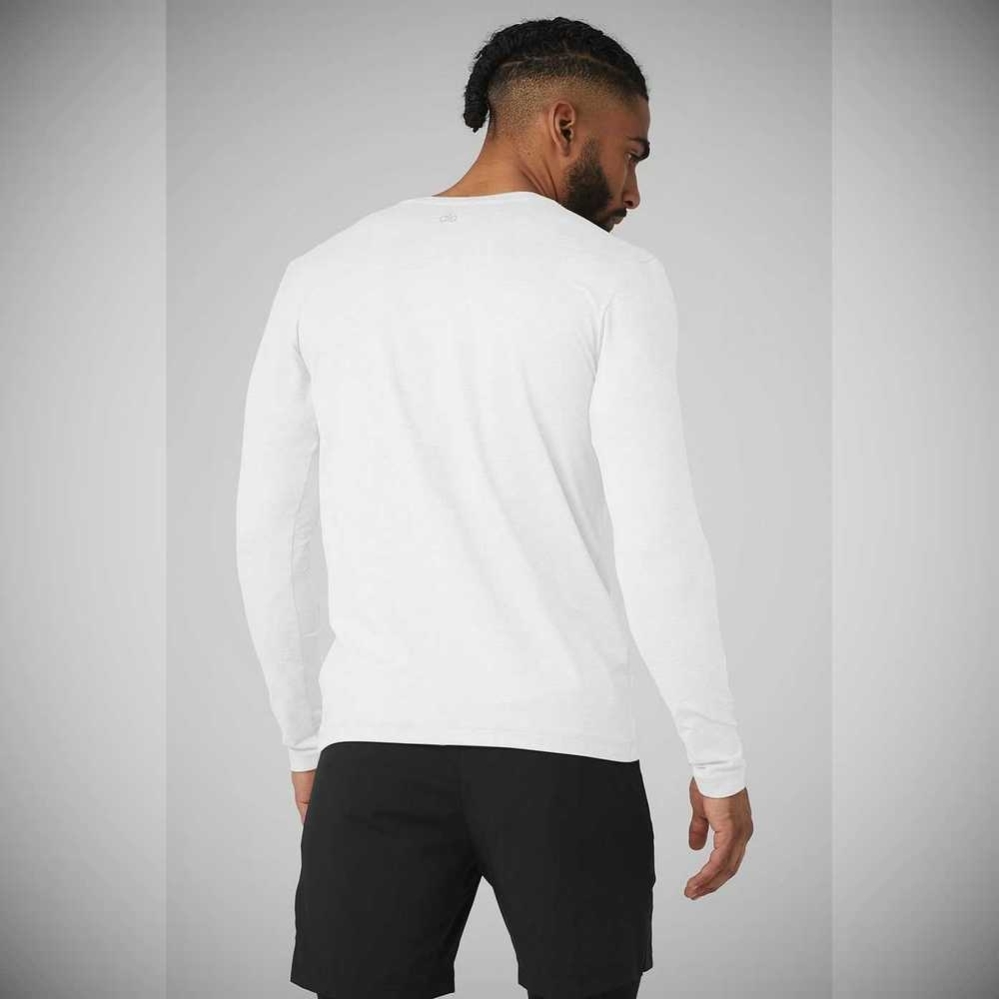 Long Sleeve Alo Yoga Conquer Reform Crewneck Hombre Blancos | MX-16ECQT