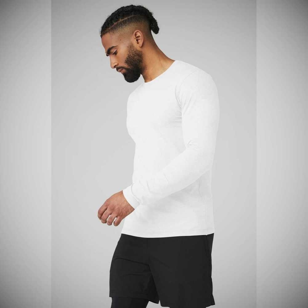 Long Sleeve Alo Yoga Conquer Reform Crewneck Hombre Blancos | MX-16ECQT