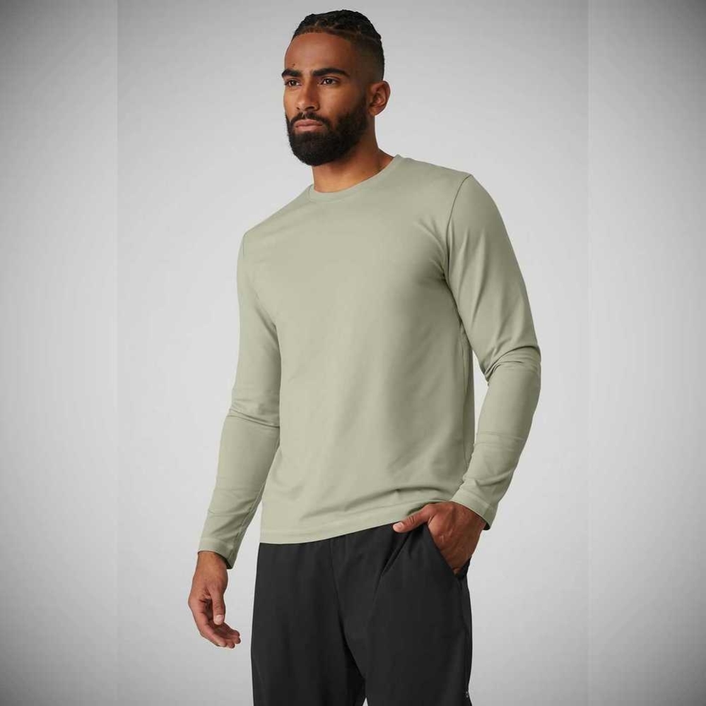 Long Sleeve Alo Yoga Conquer Reform Crewneck Hombre Grises | MX-76EAWK