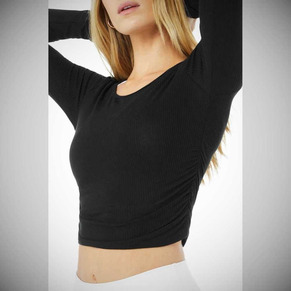 Long Sleeve Alo Yoga Gather Mujer Negros | MX-76IZPG