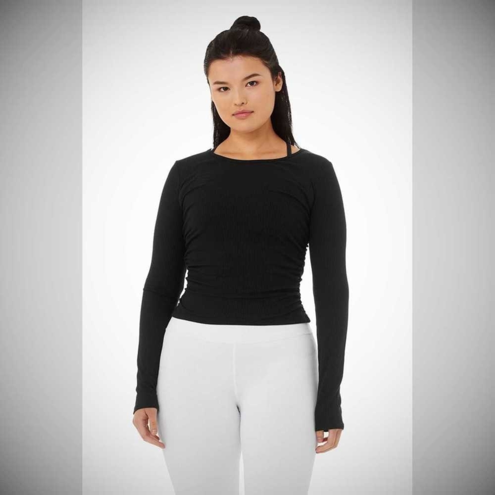 Long Sleeve Alo Yoga Gather Mujer Negros | MX-76IZPG