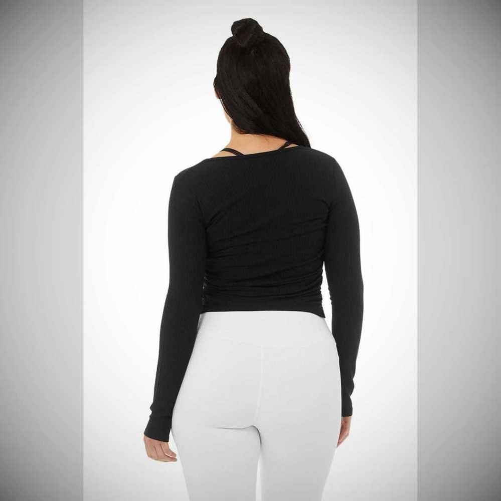 Long Sleeve Alo Yoga Gather Mujer Negros | MX-76IZPG